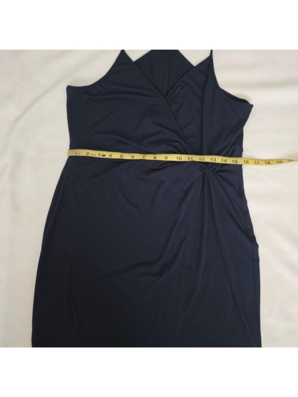 BCBGeneration Black Twist Knot Side Surplice Neck Back Mini Dress Size Large - Picture 6 of 12